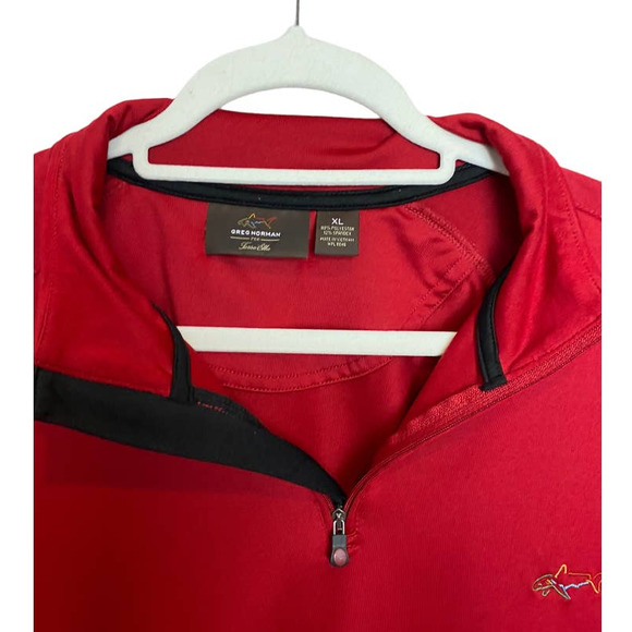 Greg Norman Red 1/4 Zip Long Sleeve Golf Shirt Men - Picture 2 of 5